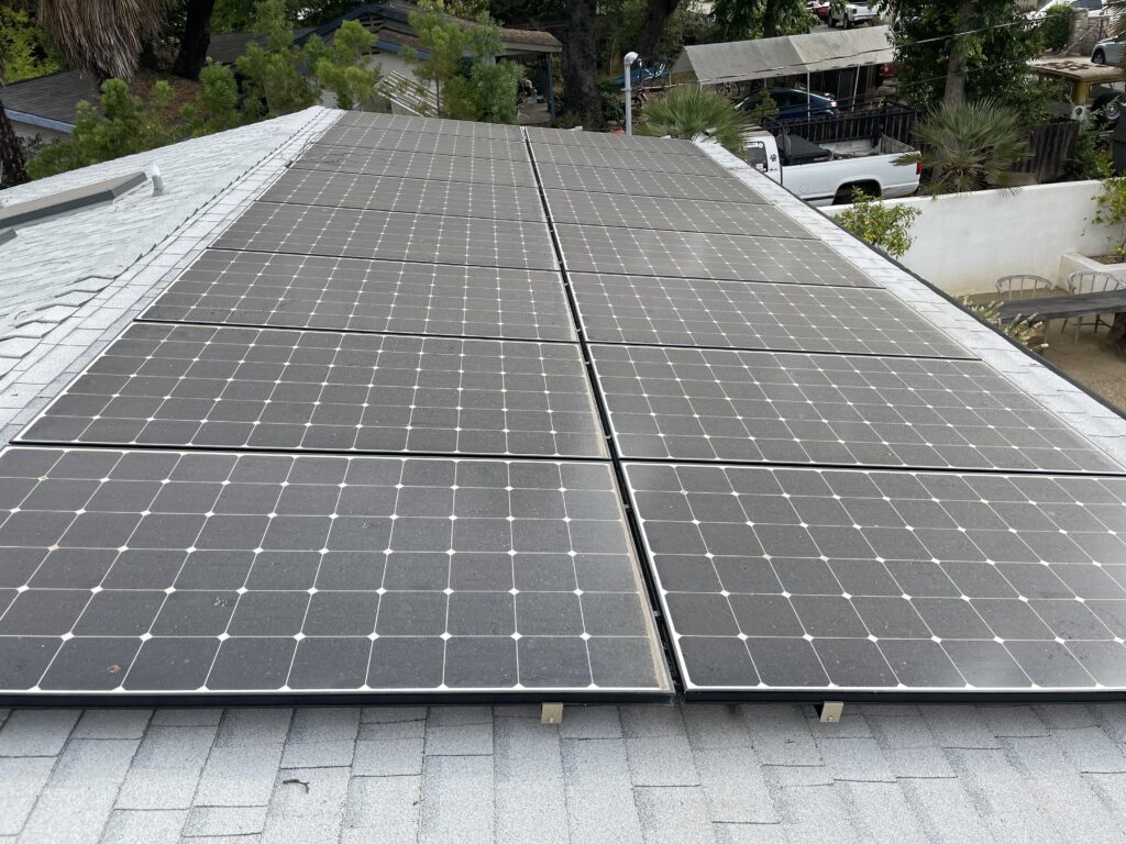 dusty and dirty solar panels in Ojai, Ca